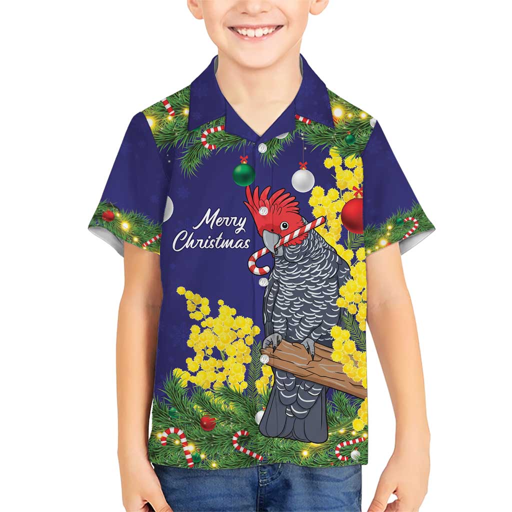 Australia Gang-gang Cockatoo Christmas Kid Hawaiian Shirt Callocephalon Fimbriatum Golden Wattle Blue - Aussie Hoodie