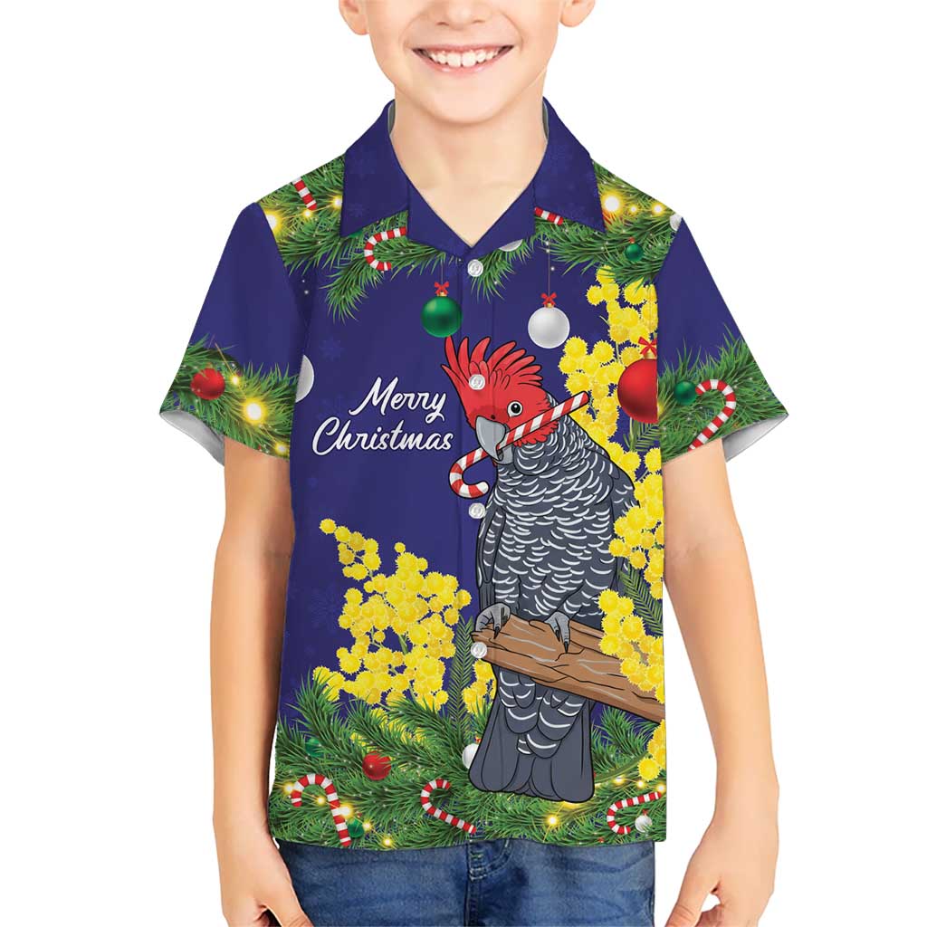 Australia Gang-gang Cockatoo Christmas Kid Hawaiian Shirt Callocephalon Fimbriatum Golden Wattle Blue - Aussie Hoodie