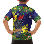 Australia Gang-gang Cockatoo Christmas Kid Hawaiian Shirt Callocephalon Fimbriatum Golden Wattle Blue - Aussie Hoodie