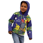 Australia Gang-gang Cockatoo Christmas Kid Hoodie Callocephalon Fimbriatum Golden Wattle Blue - Aussie Hoodie