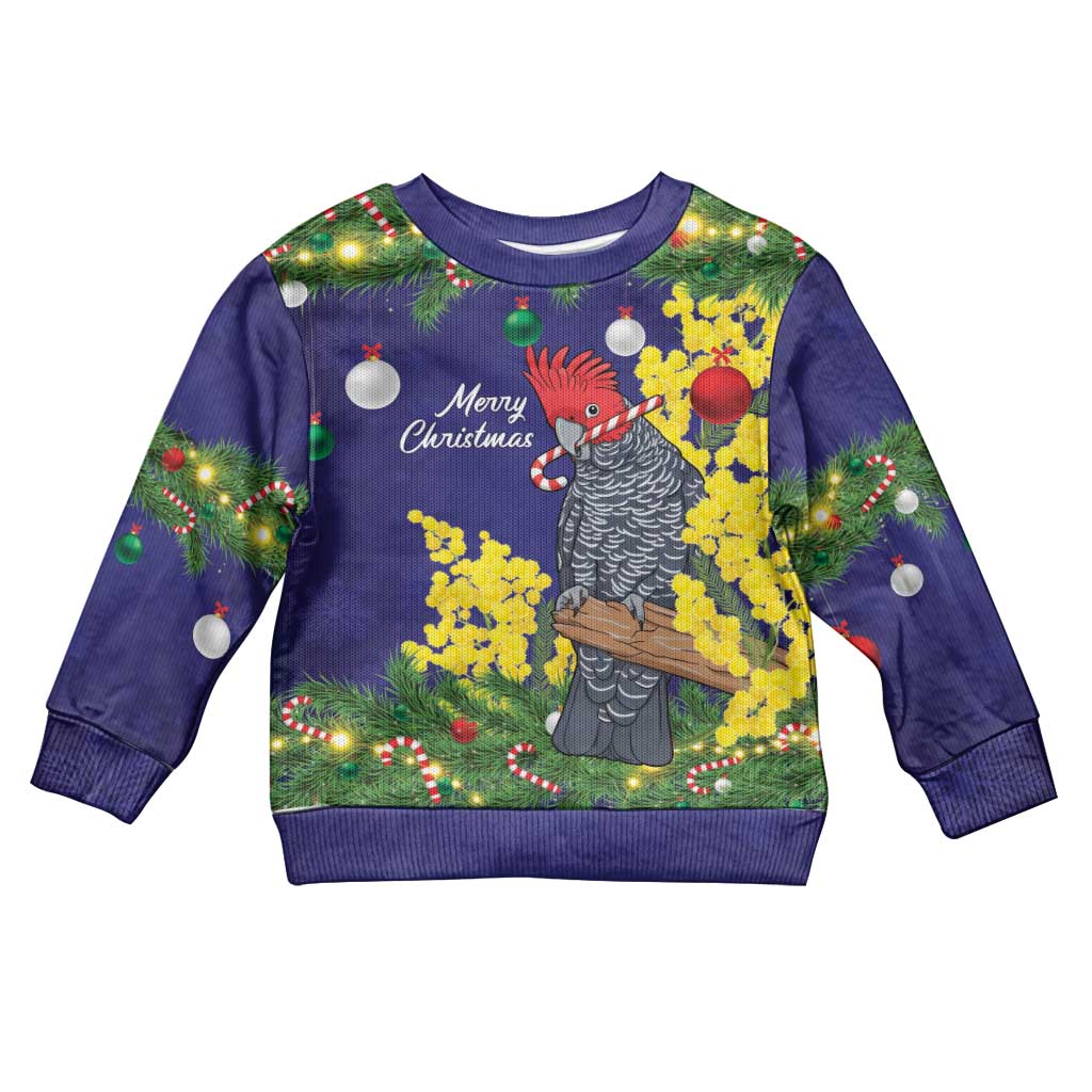 Australia Gang-gang Cockatoo Christmas Kid Ugly Christmas Sweater Callocephalon Fimbriatum Golden Wattle Blue - Aussie Hoodie