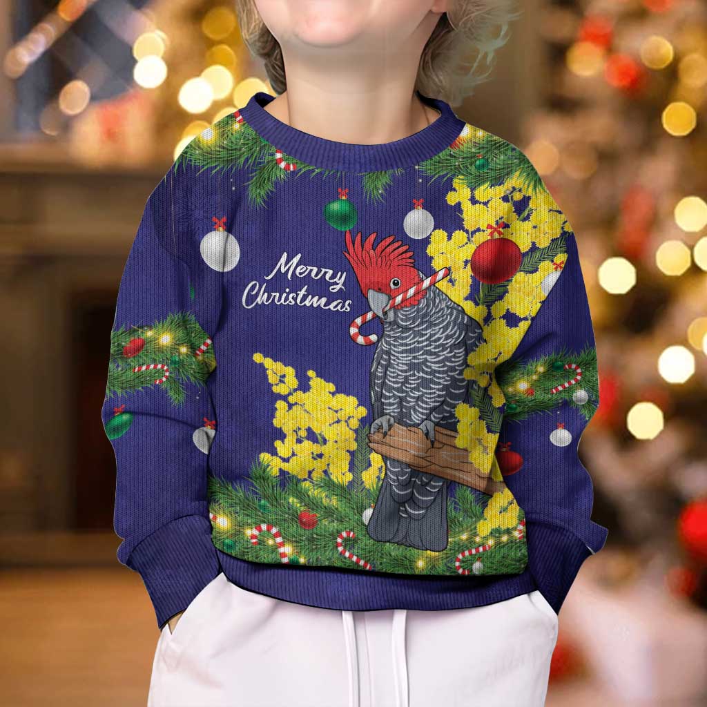 Australia Gang-gang Cockatoo Christmas Kid Ugly Christmas Sweater Callocephalon Fimbriatum Golden Wattle Blue - Aussie Hoodie