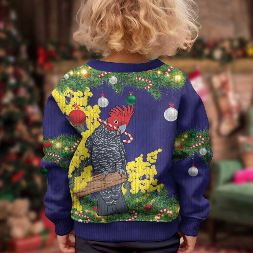 Australia Gang-gang Cockatoo Christmas Kid Ugly Christmas Sweater Callocephalon Fimbriatum Golden Wattle Blue - Aussie Hoodie