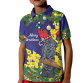 Australia Gang-gang Cockatoo Christmas Kid Polo Shirt Callocephalon Fimbriatum Golden Wattle Blue - Aussie Hoodie