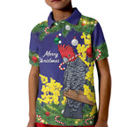 Australia Gang-gang Cockatoo Christmas Kid Polo Shirt Callocephalon Fimbriatum Golden Wattle Blue - Aussie Hoodie