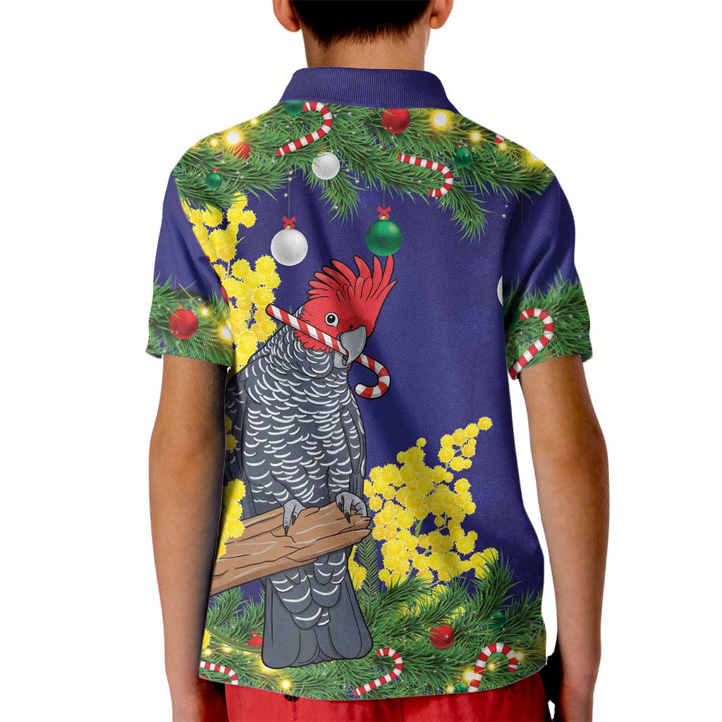 Australia Gang-gang Cockatoo Christmas Kid Polo Shirt Callocephalon Fimbriatum Golden Wattle Blue - Aussie Hoodie