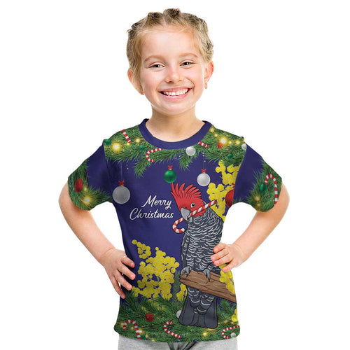 Australia Gang-gang Cockatoo Christmas Kid T Shirt Callocephalon Fimbriatum Golden Wattle Blue - Aussie Hoodie