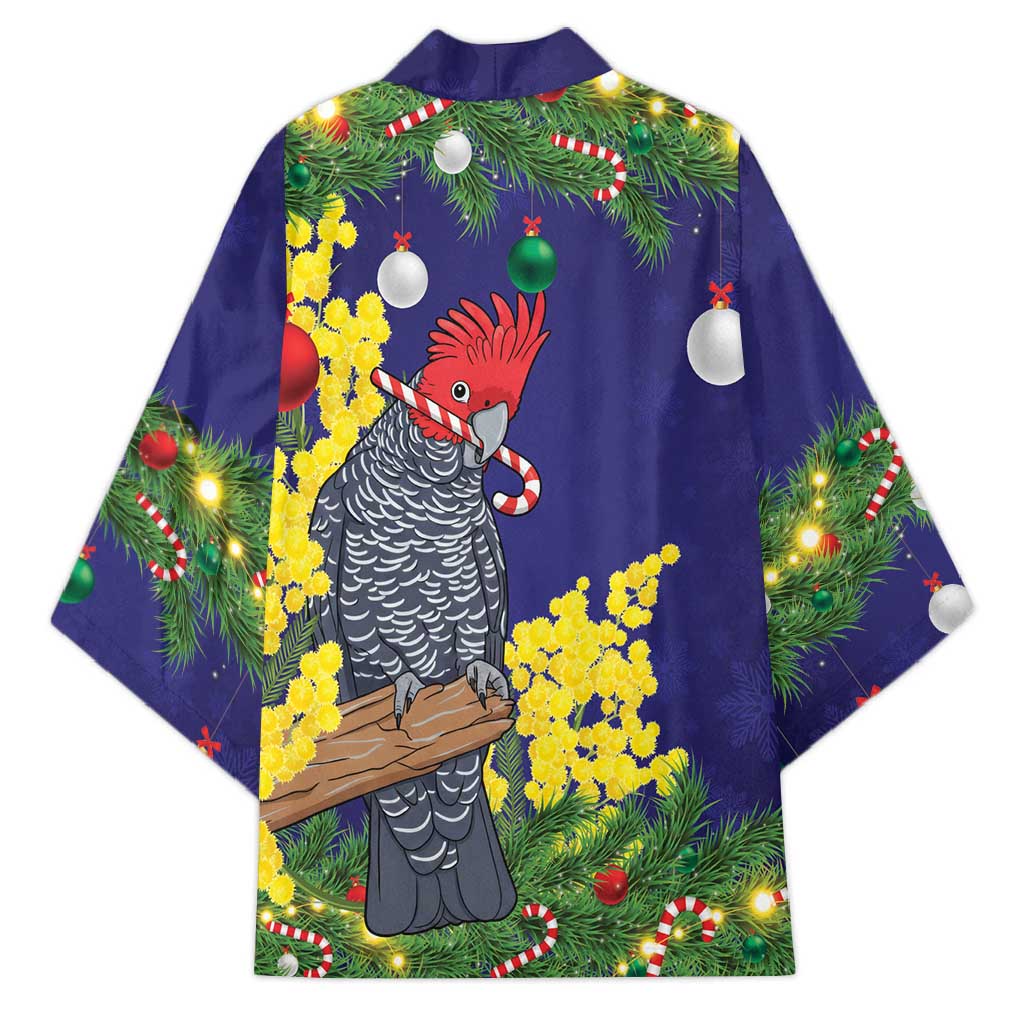 Australia Gang-gang Cockatoo Christmas Kimono Callocephalon Fimbriatum Golden Wattle Blue - Aussie Hoodie
