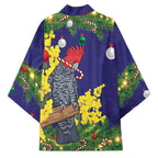 Australia Gang-gang Cockatoo Christmas Kimono Callocephalon Fimbriatum Golden Wattle Blue - Aussie Hoodie