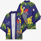 Australia Gang-gang Cockatoo Christmas Kimono Callocephalon Fimbriatum Golden Wattle Blue - Aussie Hoodie