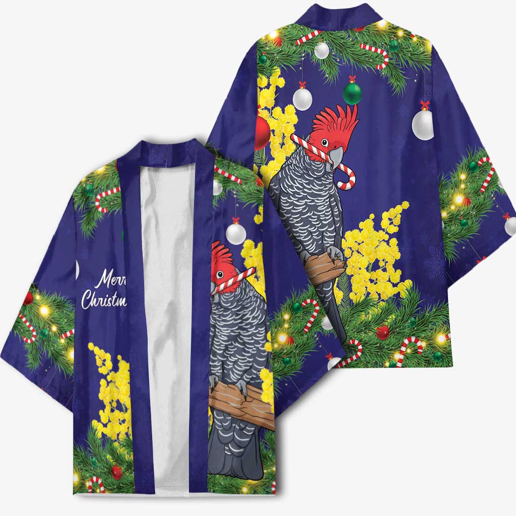 Australia Gang-gang Cockatoo Christmas Kimono Callocephalon Fimbriatum Golden Wattle Blue - Aussie Hoodie