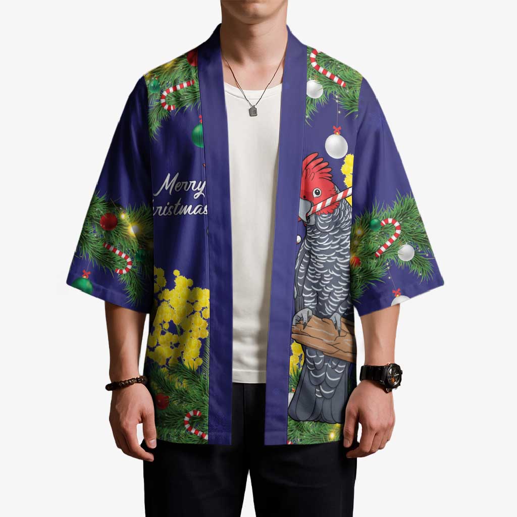 Australia Gang-gang Cockatoo Christmas Kimono Callocephalon Fimbriatum Golden Wattle Blue - Aussie Hoodie