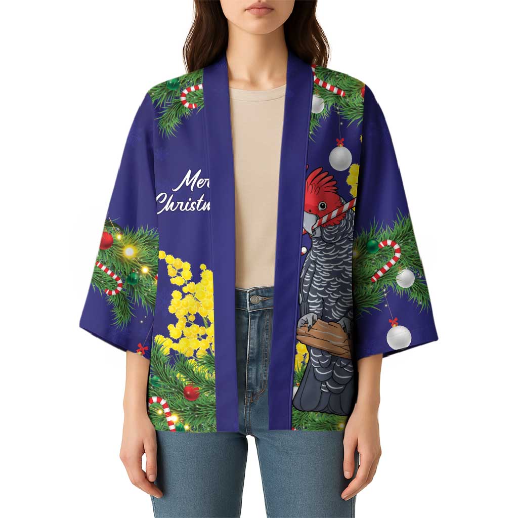Australia Gang-gang Cockatoo Christmas Kimono Callocephalon Fimbriatum Golden Wattle Blue - Aussie Hoodie