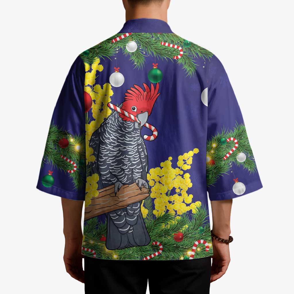 Australia Gang-gang Cockatoo Christmas Kimono Callocephalon Fimbriatum Golden Wattle Blue - Aussie Hoodie