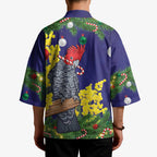 Australia Gang-gang Cockatoo Christmas Kimono Callocephalon Fimbriatum Golden Wattle Blue - Aussie Hoodie