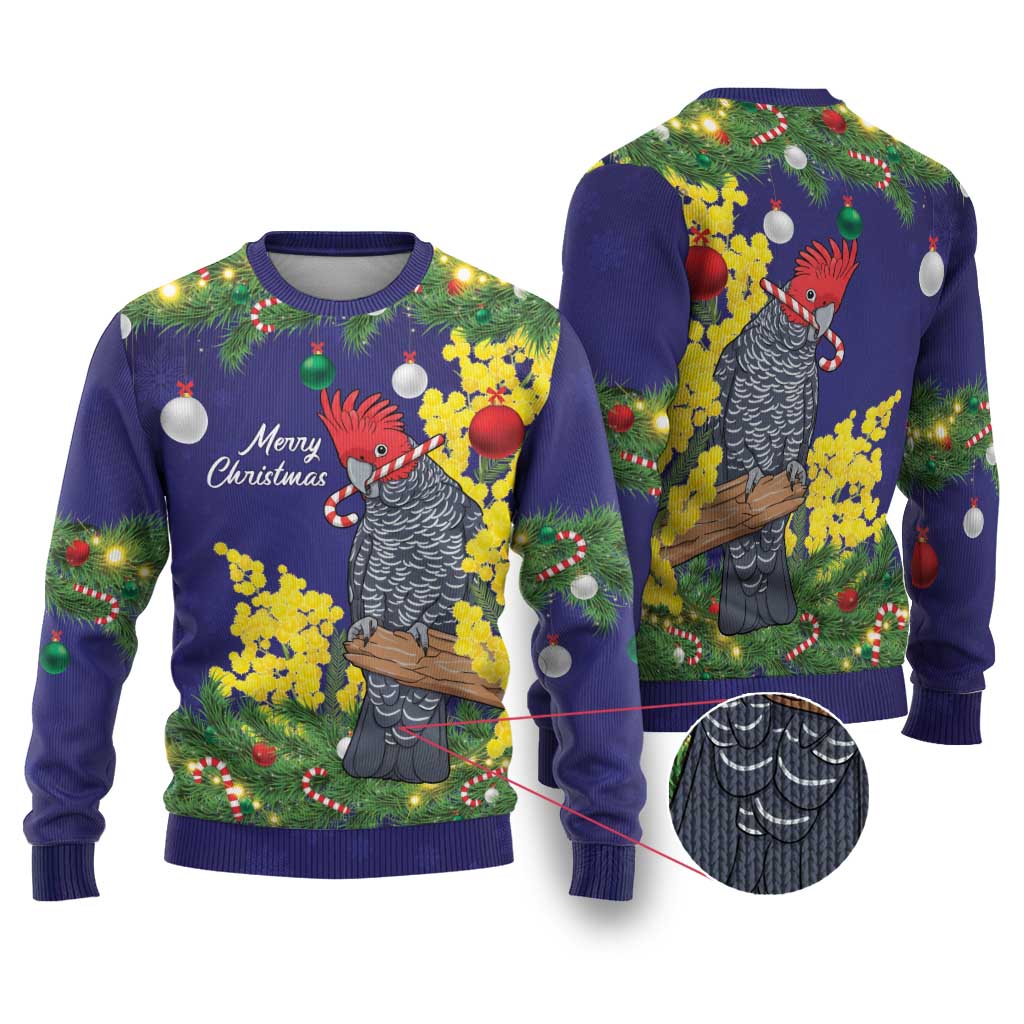 Australia Gang-gang Cockatoo Christmas Ugly Christmas Sweater Callocephalon Fimbriatum Golden Wattle Blue - Aussie Hoodie