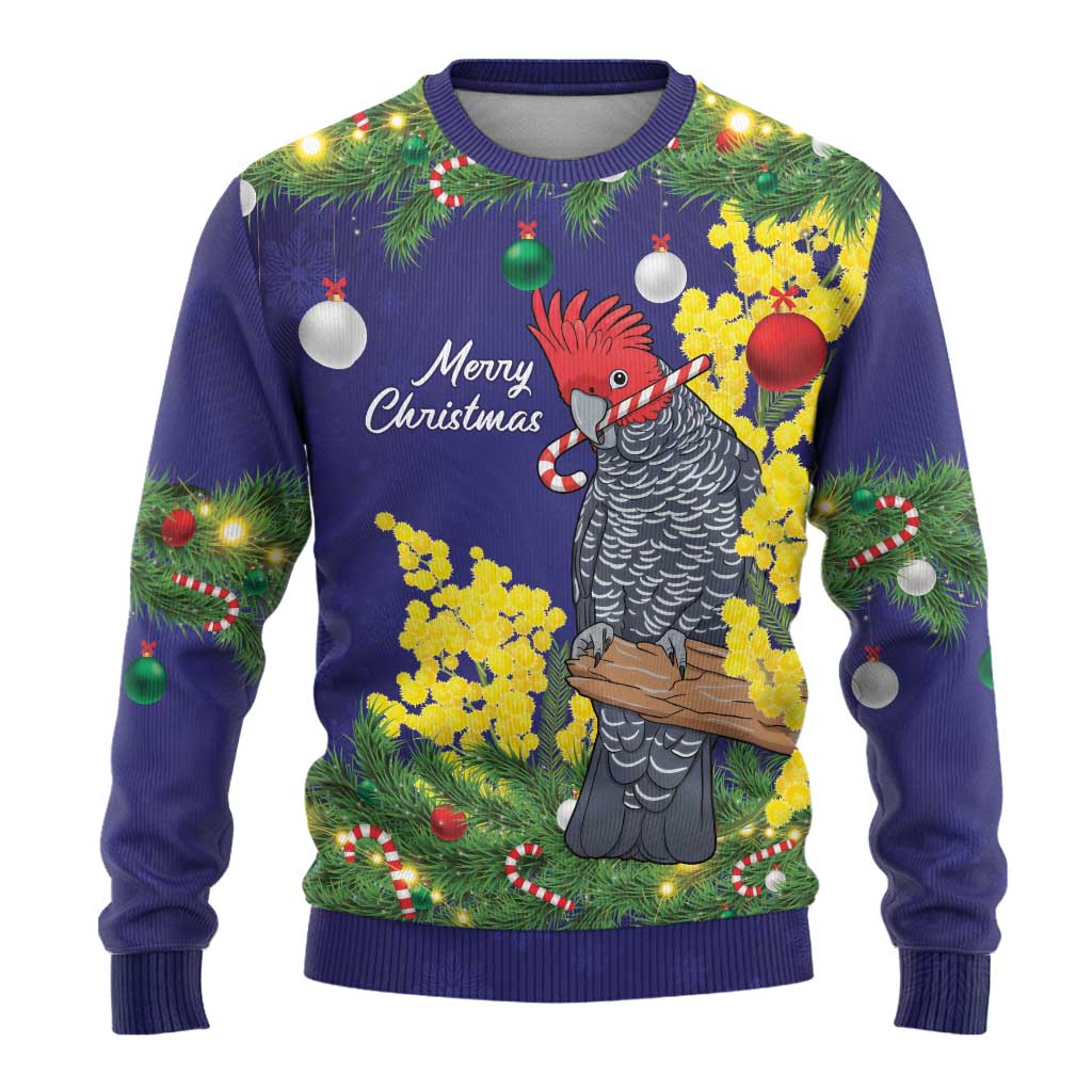 Australia Gang-gang Cockatoo Christmas Ugly Christmas Sweater Callocephalon Fimbriatum Golden Wattle Blue - Aussie Hoodie