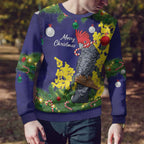 Australia Gang-gang Cockatoo Christmas Ugly Christmas Sweater Callocephalon Fimbriatum Golden Wattle Blue - Aussie Hoodie