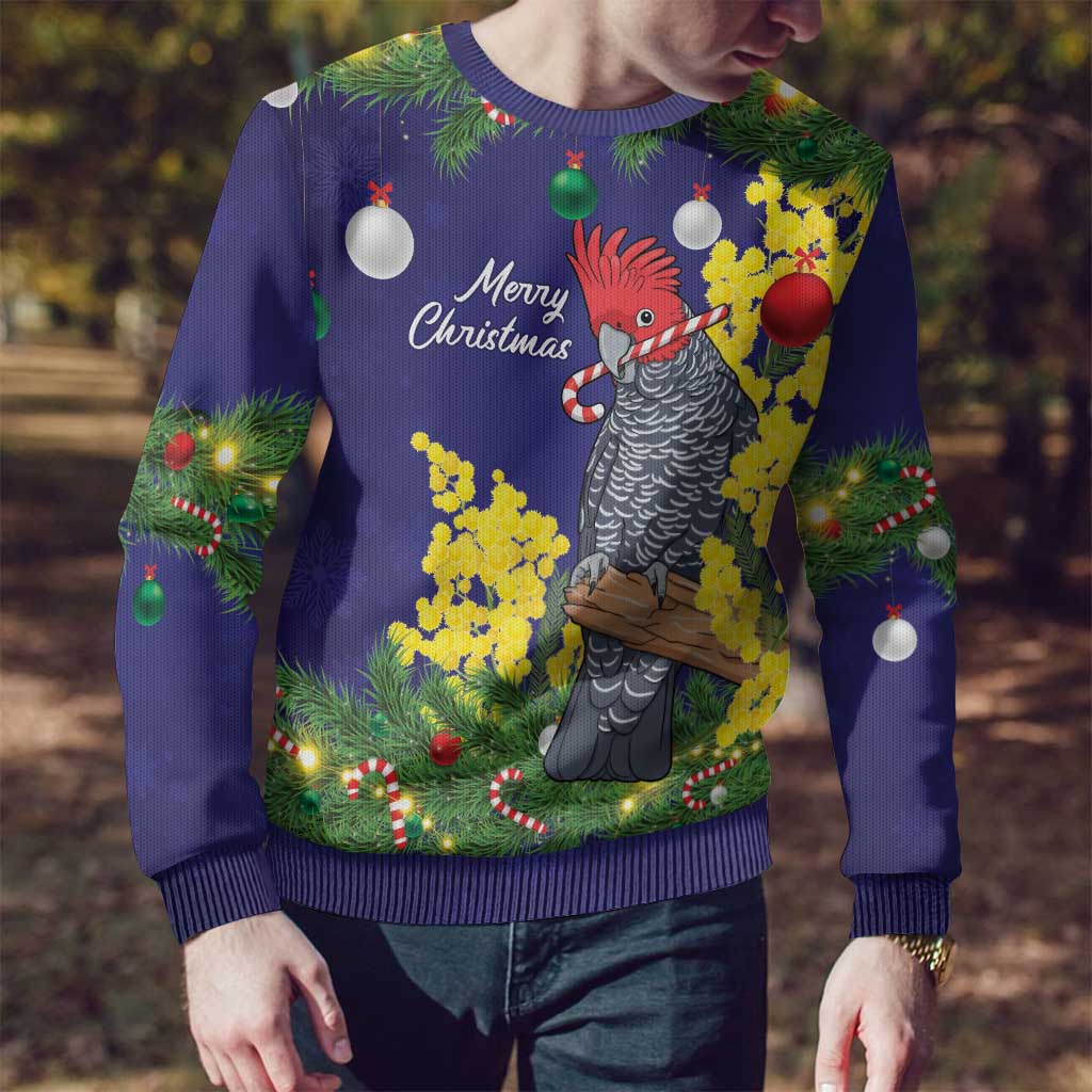 Australia Gang-gang Cockatoo Christmas Ugly Christmas Sweater Callocephalon Fimbriatum Golden Wattle Blue - Aussie Hoodie
