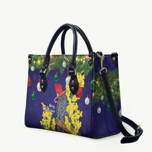 Australia Gang-gang Cockatoo Christmas Leather Bag Callocephalon Fimbriatum Golden Wattle Blue - Aussie Hoodie