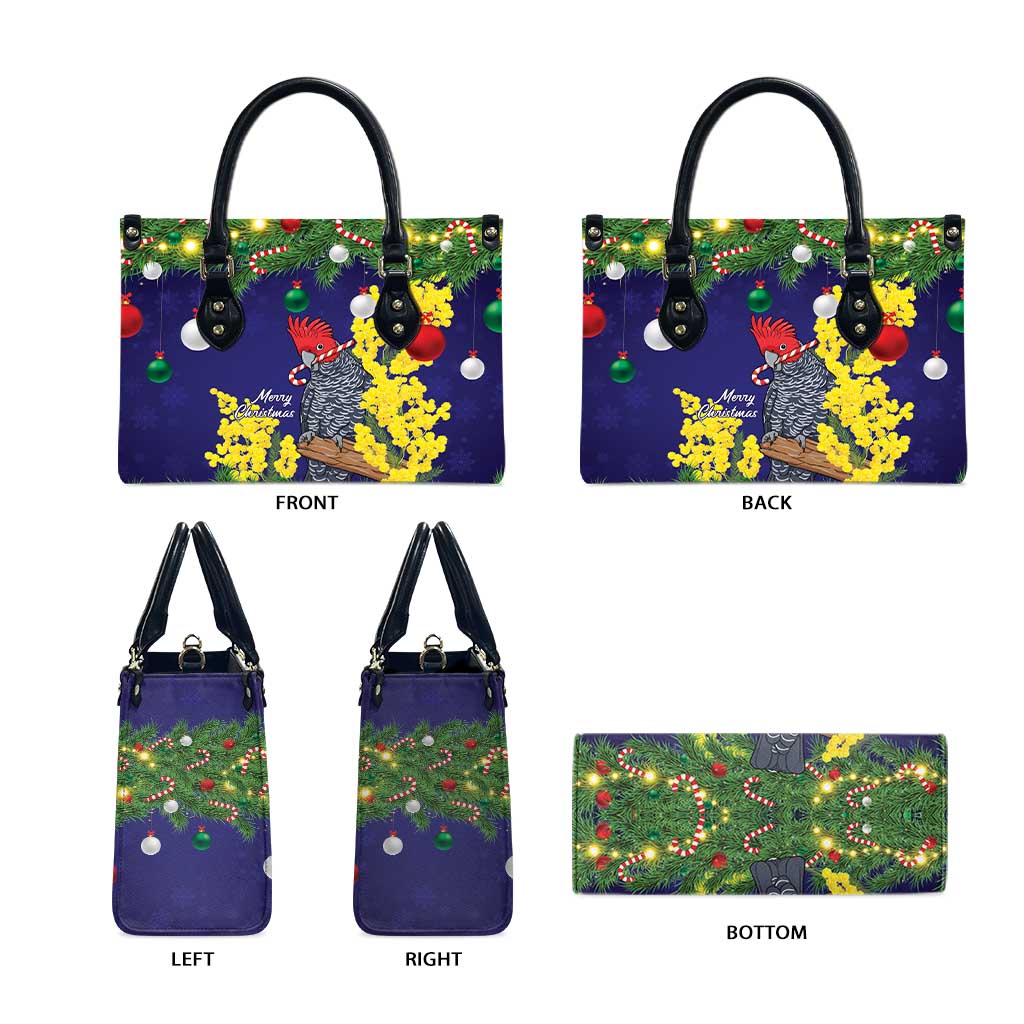 Australia Gang-gang Cockatoo Christmas Leather Bag Callocephalon Fimbriatum Golden Wattle Blue - Aussie Hoodie