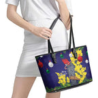 Australia Gang-gang Cockatoo Christmas Leather Tote Bag Callocephalon Fimbriatum Golden Wattle Blue - Aussie Hoodie