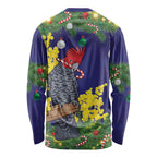 Australia Gang-gang Cockatoo Christmas Long Sleeve Shirt Callocephalon Fimbriatum Golden Wattle Blue - Aussie Hoodie