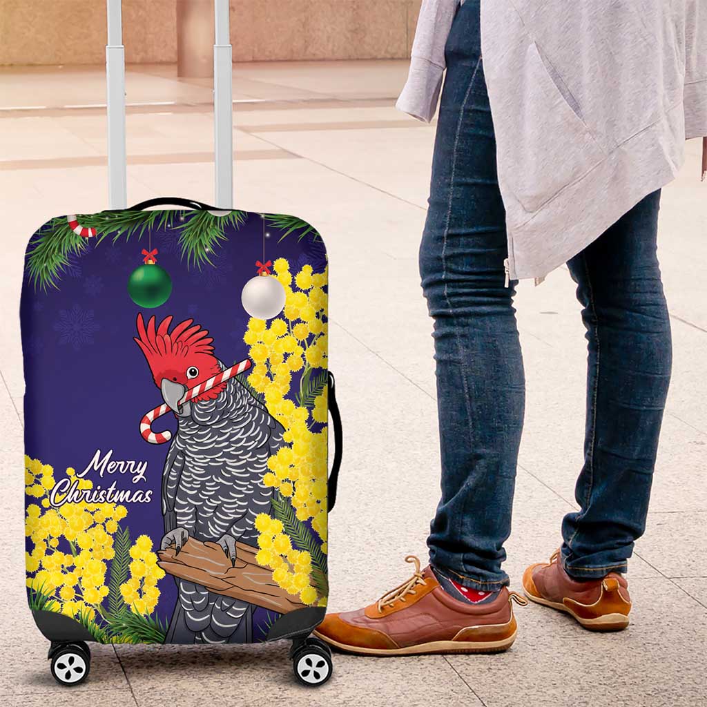 Australia Gang-gang Cockatoo Christmas Luggage Cover Callocephalon Fimbriatum Golden Wattle Blue - Aussie Hoodie