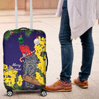Australia Gang-gang Cockatoo Christmas Luggage Cover Callocephalon Fimbriatum Golden Wattle Blue - Aussie Hoodie