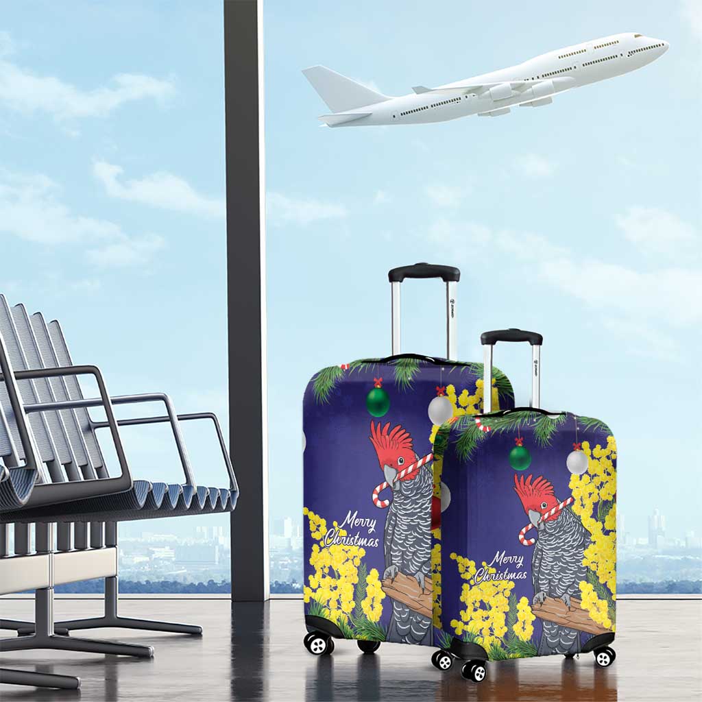 Australia Gang-gang Cockatoo Christmas Luggage Cover Callocephalon Fimbriatum Golden Wattle Blue - Aussie Hoodie