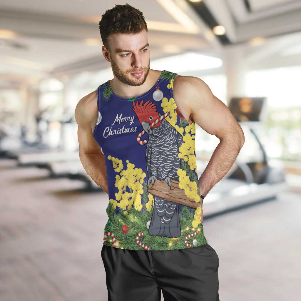 Australia Gang-gang Cockatoo Christmas Men Tank Top Callocephalon Fimbriatum Golden Wattle Blue - Aussie Hoodie