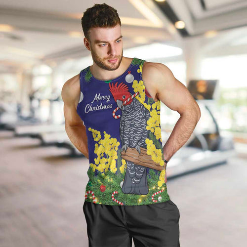 Australia Gang-gang Cockatoo Christmas Men Tank Top Callocephalon Fimbriatum Golden Wattle Blue - Aussie Hoodie