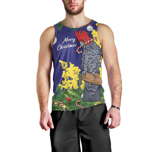 Australia Gang-gang Cockatoo Christmas Men Tank Top Callocephalon Fimbriatum Golden Wattle Blue - Aussie Hoodie