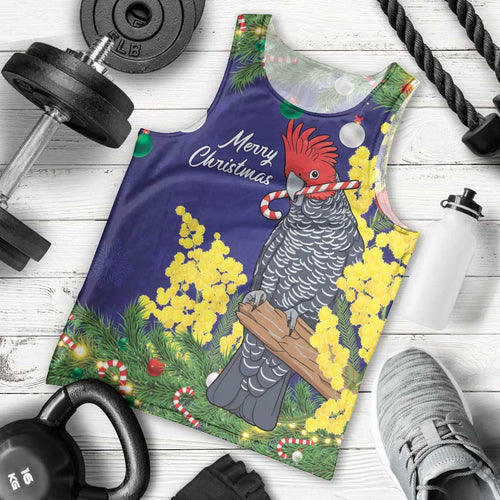 Australia Gang-gang Cockatoo Christmas Men Tank Top Callocephalon Fimbriatum Golden Wattle Blue - Aussie Hoodie
