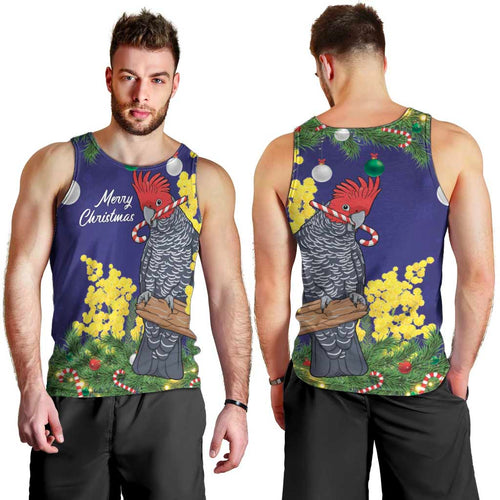 Australia Gang-gang Cockatoo Christmas Men Tank Top Callocephalon Fimbriatum Golden Wattle Blue - Aussie Hoodie