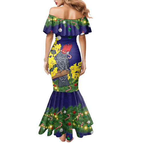 Australia Gang-gang Cockatoo Christmas Mermaid Dress Callocephalon Fimbriatum Golden Wattle Blue - Aussie Hoodie
