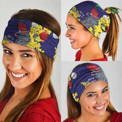 Australia Gang-gang Cockatoo Christmas Neck Gaiter Callocephalon Fimbriatum Golden Wattle Blue - Aussie Hoodie