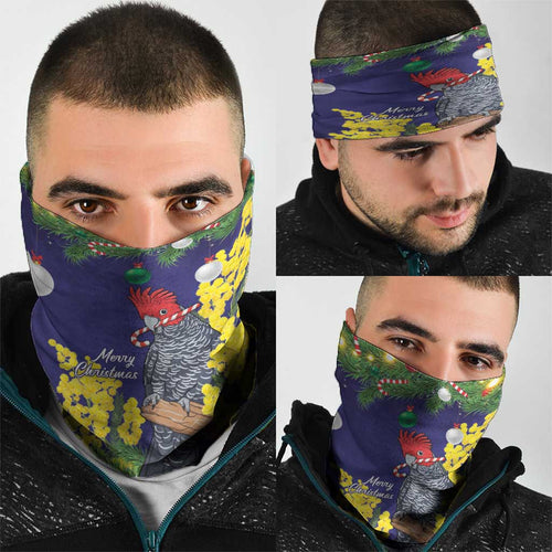 Australia Gang-gang Cockatoo Christmas Neck Gaiter Callocephalon Fimbriatum Golden Wattle Blue - Aussie Hoodie