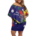 Australia Gang-gang Cockatoo Christmas Off Shoulder Short Dress Callocephalon Fimbriatum Golden Wattle Blue - Aussie Hoodie