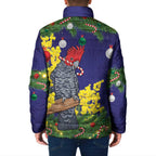 Australia Gang-gang Cockatoo Christmas Padded Jacket Callocephalon Fimbriatum Golden Wattle Blue - Aussie Hoodie