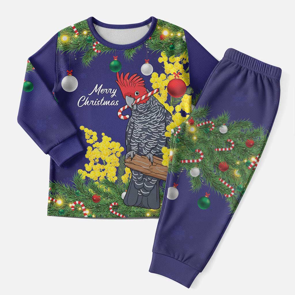 Australia Gang-gang Cockatoo Christmas Pajama Set Callocephalon Fimbriatum Golden Wattle Blue - Aussie Hoodie