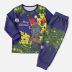 Australia Gang-gang Cockatoo Christmas Pajama Set Callocephalon Fimbriatum Golden Wattle Blue - Aussie Hoodie