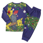 Australia Gang-gang Cockatoo Christmas Pajama Set Callocephalon Fimbriatum Golden Wattle Blue - Aussie Hoodie