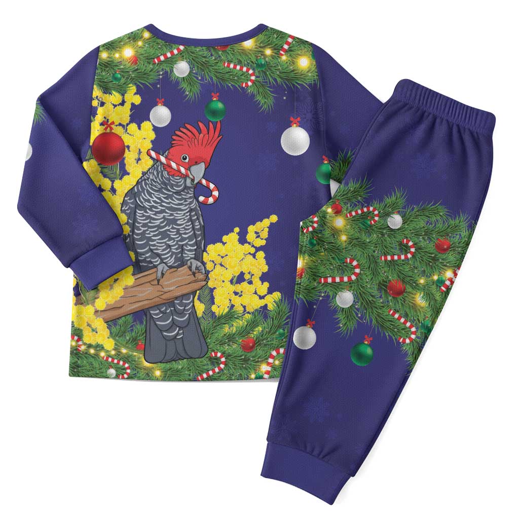 Australia Gang-gang Cockatoo Christmas Pajama Set Callocephalon Fimbriatum Golden Wattle Blue - Aussie Hoodie
