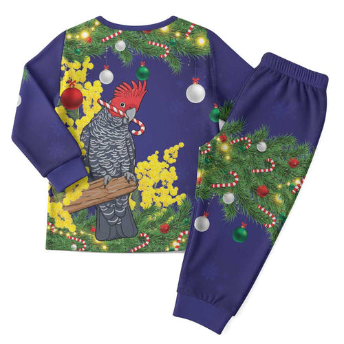 Australia Gang-gang Cockatoo Christmas Pajama Set Callocephalon Fimbriatum Golden Wattle Blue - Aussie Hoodie