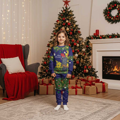 Australia Gang-gang Cockatoo Christmas Pajama Set Callocephalon Fimbriatum Golden Wattle Blue - Aussie Hoodie