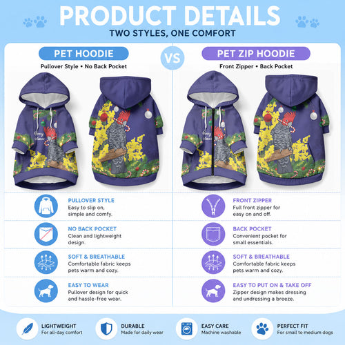 Australia Gang-gang Cockatoo Christmas Pet Hoodie Callocephalon Fimbriatum Golden Wattle Blue