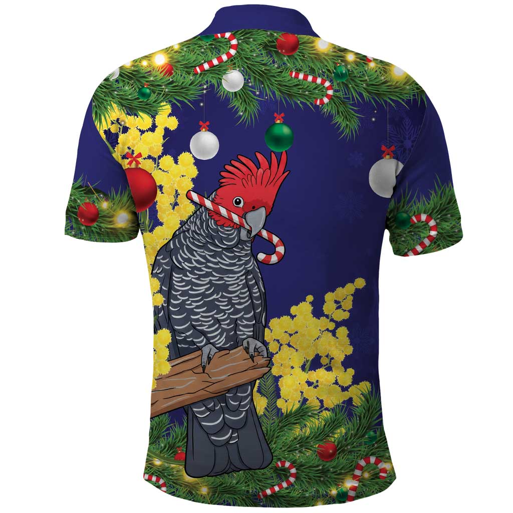 Australia Gang-gang Cockatoo Christmas Polo Shirt Callocephalon Fimbriatum Golden Wattle Blue - Aussie Hoodie