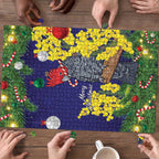 Australia Gang-gang Cockatoo Christmas Puzzle Callocephalon Fimbriatum Golden Wattle Blue - Aussie Hoodie