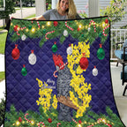 Australia Gang-gang Cockatoo Christmas Quilt Callocephalon Fimbriatum Golden Wattle Blue - Aussie Hoodie